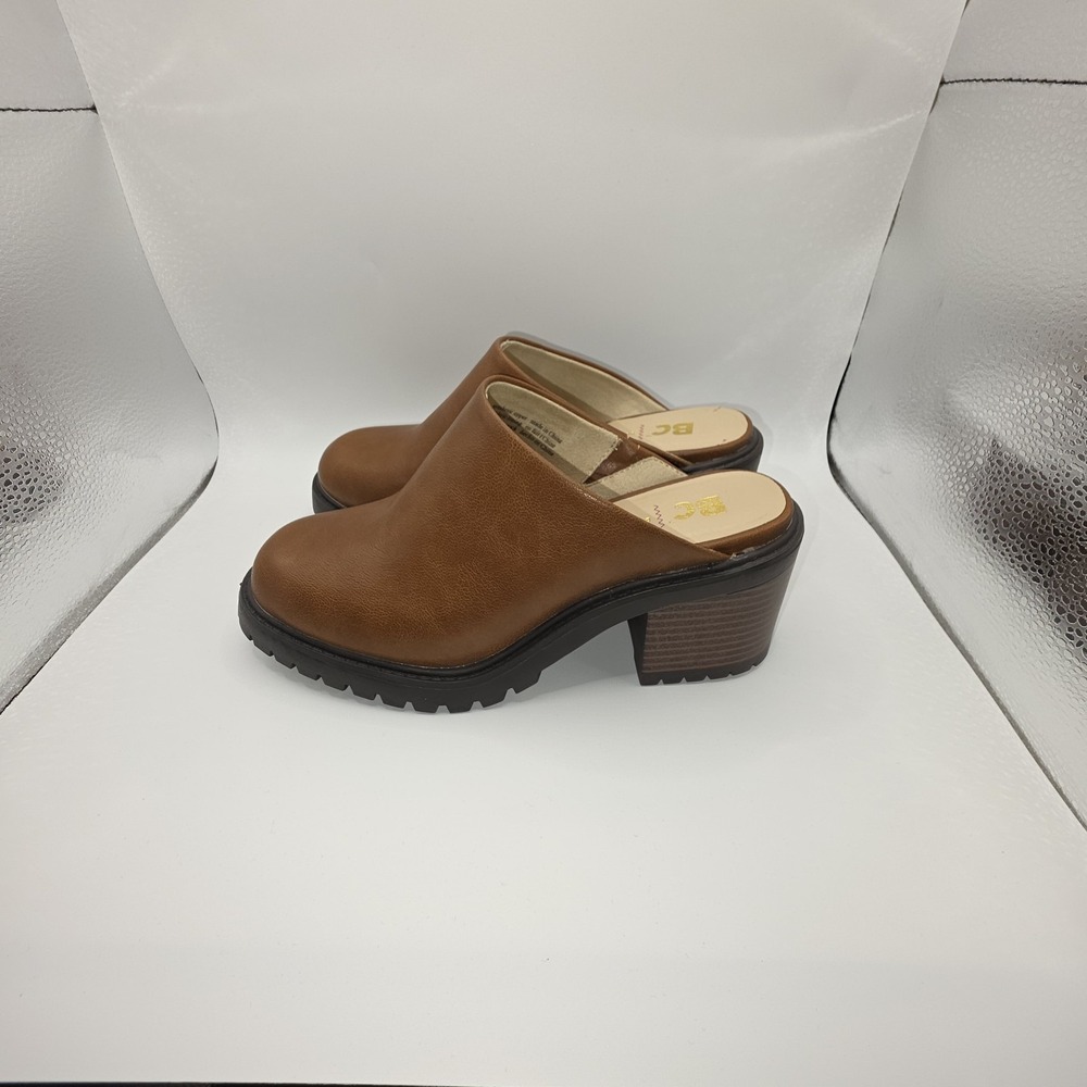 BC Footwear "Look At Me" Vegan Leather Clogs - Brown Mule Heels - Size 6